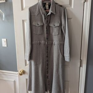 Aratta Textured Gray Button-Up with Floral Lining